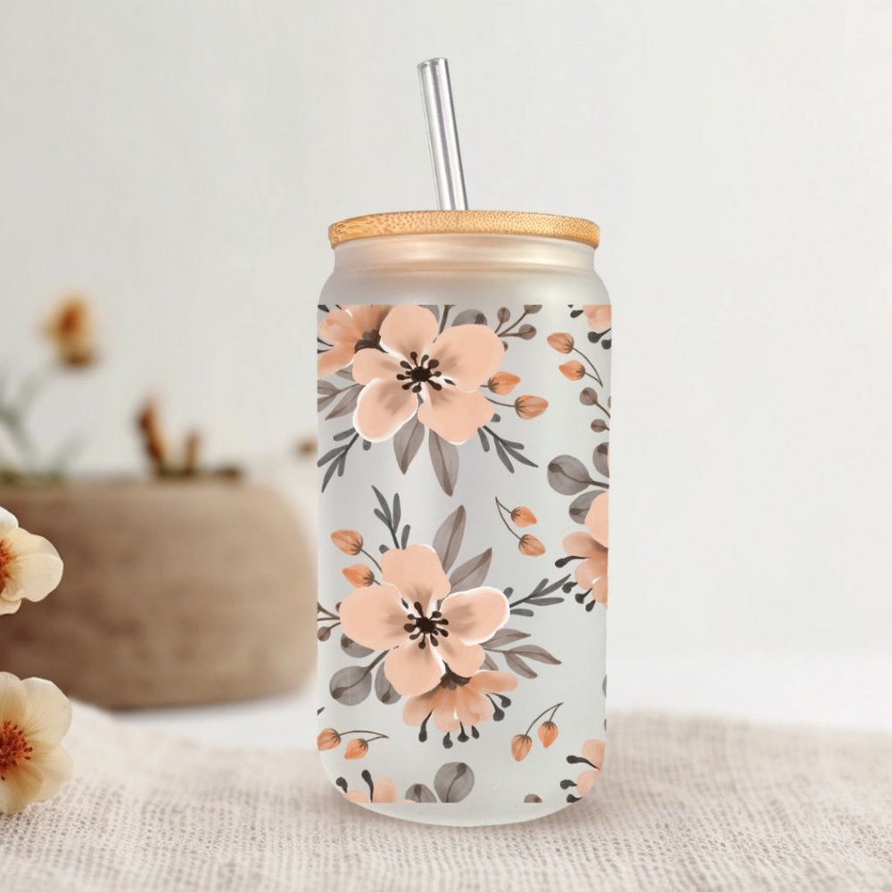 Minimalist Flower Glass Cup